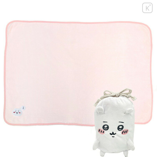 Japan Chiikawa Embroidery Blanket & Drawstring Bag - Light Pink - 1