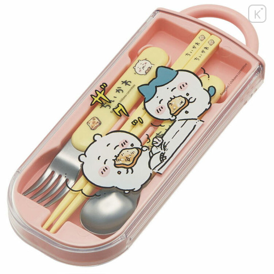 Japan Chiikawa Bento Lunch Trio Cutlery Set - Bread : Light Yellow - 2