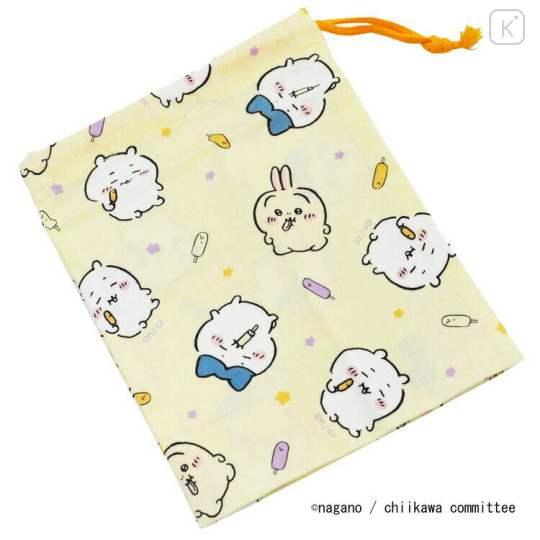 Japan Chiikawa Drawstring Bag - Hachiware / Rabbit / Light Yellow - 1