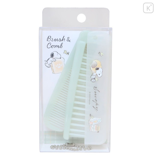 Japan Peanuts Folding Brush & Comb - Snoopy / Bread - 1