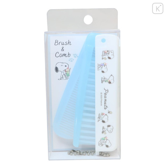 Japan Peanuts Folding Brush & Comb - Snoopy / Light Blue - 1