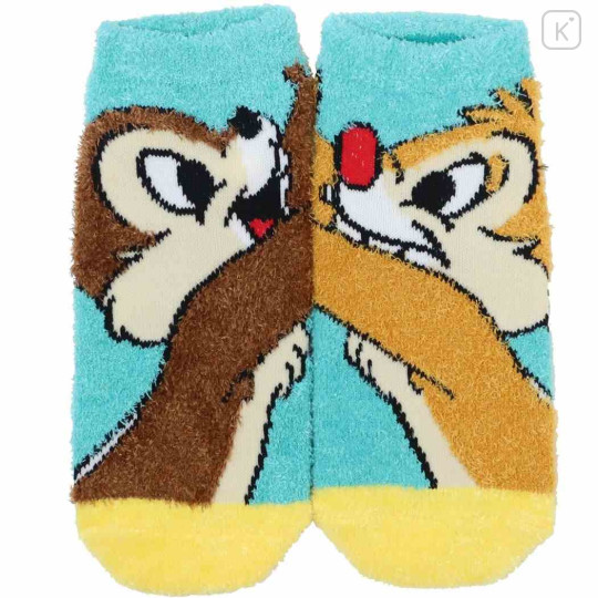 Japan Disney Fluffy Socks - Chip & Dale / Blue - 1