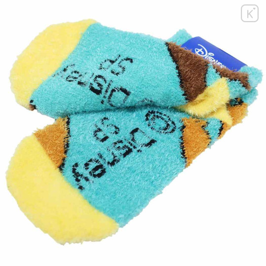 Japan Disney Fluffy Kid Socks - Chip & Dale : Blue - 2