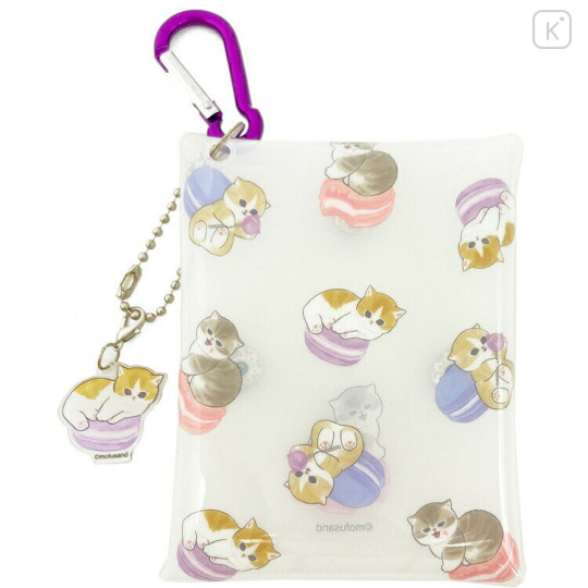Japan Mofusand Multi Clear Pouch with Carabiner - Cat / Macaron - 1
