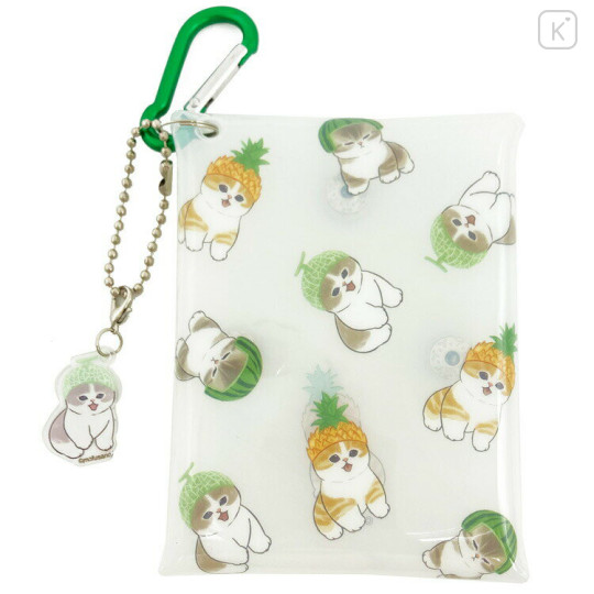 Japan Mofusand Multi Clear Pouch with Carabiner - Fruit Cat - 1
