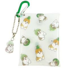 Japan Mofusand Multi Clear Pouch with Carabiner - Cat / Pineapple