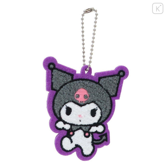Japan Sanrio Embroidery Patch Keychain with Clip - Kuromi - 1