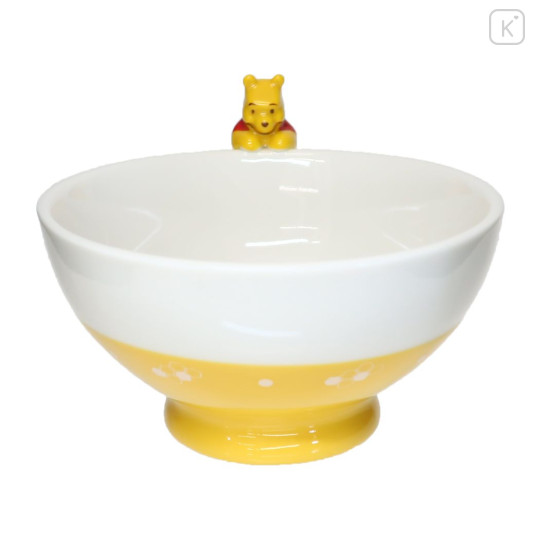 Japan Disney Ceramic Bowl with Nokkari Figure - Pooh / Yellow - 1