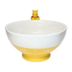 Japan Disney Ceramic Bowl with Nokkari Figure - Pooh / Yellow