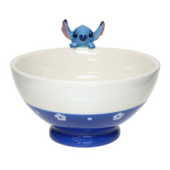 Japan Disney Ceramic Bowl with Nokkari Figure - Stitch / Blue