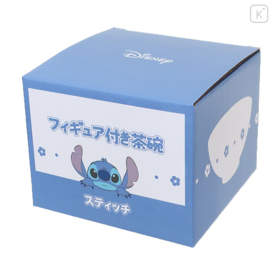 Japan Disney Ceramic Bowl with Nokkari Figure - Stitch / Blue - 4