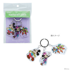 Japan Disney Triple Acrylic Keychain - Mickey & Minnie & Chip & Dale / Retro Dance