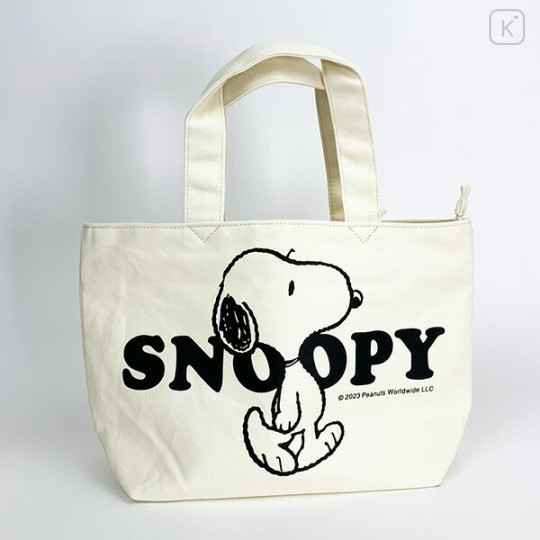 Japan Peanuts Zipper Mini Tote Bag - Snoopy / Classic - 1