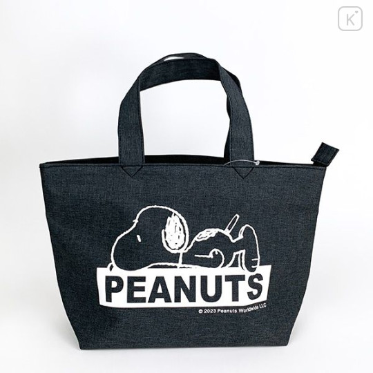 Japan Peanuts Zipper Mini Tote Bag - Snoopy / Black - 1
