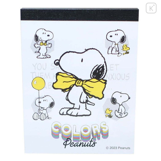 Japan Peanuts Mini Notepad - Snoopy / Yellow & Grey - 1