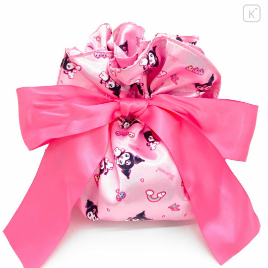 Japan Sanrio Drawstring Bag - Pink Ribbon / Kuromi's Wonder Journey - 1