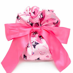 Japan Sanrio Drawstring Bag - Pink Ribbon / Kuromi's Wonder Journey