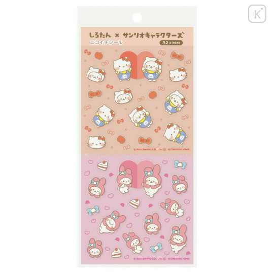 Japan Sanrio × Sirotan Sticker - Hello Kitty & My Melody / White Seal - 1