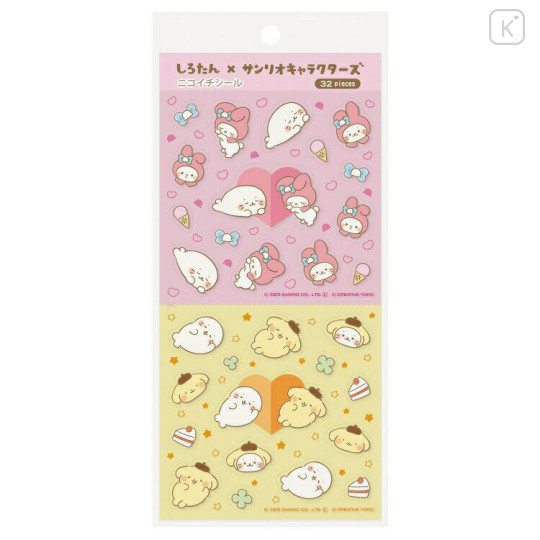Japan Sanrio × Sirotan Sticker - Pompompurin & My Melody / White Seal - 1