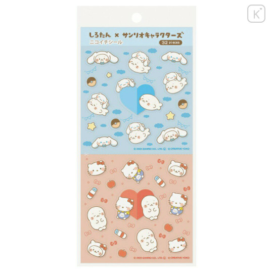 Japan Sanrio × Sirotan Sticker - Hello Kitty & Cinnamoroll / White Seal - 1