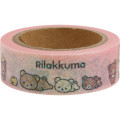 Japan San-X Glitter Washi Masking Tape - Rilakkuma : New Basic Rilakkuma Glitter Pink - 2