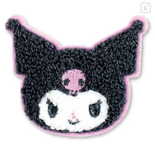 Japan Sanrio Fluffy Embroidery Sticker For Cloth Surface - Kuromi - 1