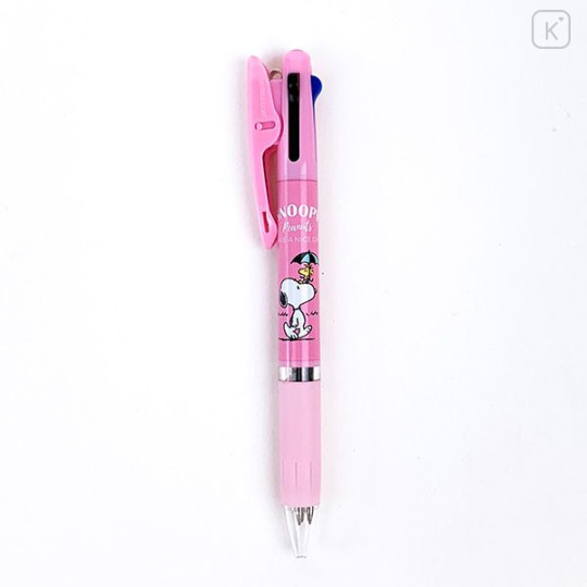 Japan Peanuts Jetstream 3 Color Multi Ballpoint Pen - Snoopy & Woodstock : Pink - 1