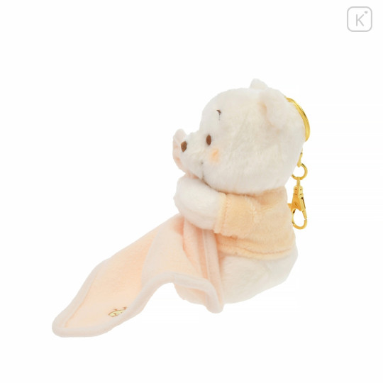 Japan Disney Store Fluffy Plush Keychain - Pooh : White Pooh Series - 3