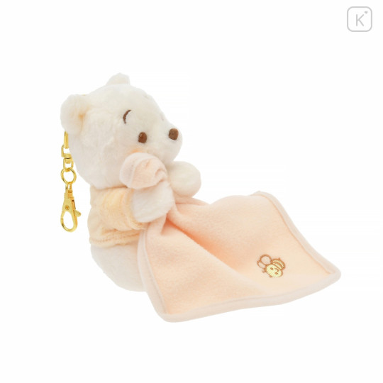 Japan Disney Store Fluffy Plush Keychain - Pooh : White Pooh Series - 4