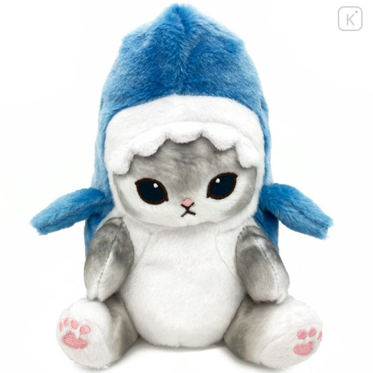 Japan Mofusand Fluffy Plush Toy - Grey Cat / Shark Hat - 1