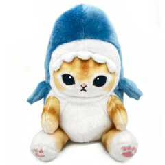 Japan Mofusand Chubby Potetama Plush Toy - Brown Cat / Shark Hat