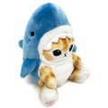 Japan Mofusand Chubby Potetama Plush Toy - Brown Cat / Shark Hat - 2