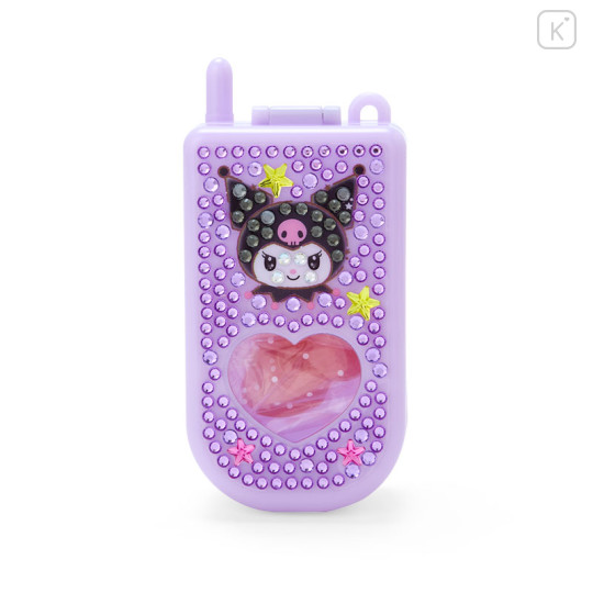 Japan Sanrio Original Glitter Deco Flip-phone-shaped Accessory Case - Kuromi - 1