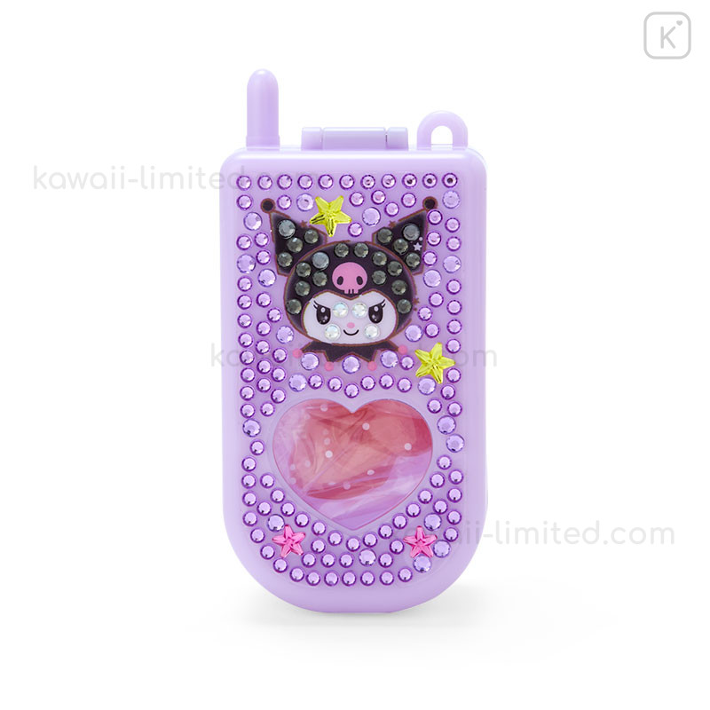 Japan Sanrio Original Glitter Deco Flip-phone-shaped Accessory Case - Kuromi