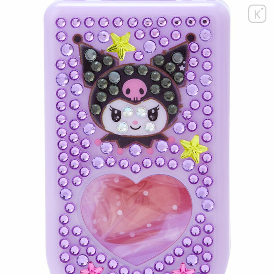 Japan Sanrio Original Glitter Deco Flip-phone-shaped Accessory Case - Kuromi - 2