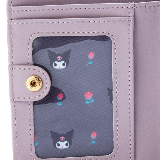 Japan Sanrio Original Quilted Bifold Wallet - Kuromi - 5