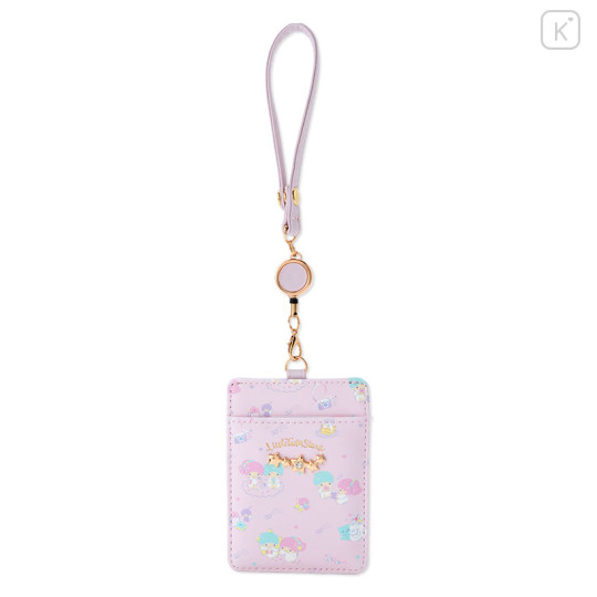 Japan Sanrio Pass Case with Reel - Little Twin Stars : Pink - 1