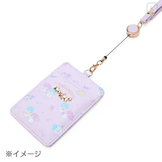 Japan Sanrio Pass Case with Reel - Little Twin Stars : Pink - 4