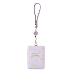 Japan Sanrio Pass Case with Reel - Little Twin Stars / Purple