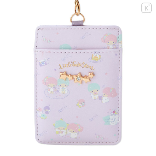 Japan Sanrio Pass Case with Reel - Little Twin Stars : Purple - 2