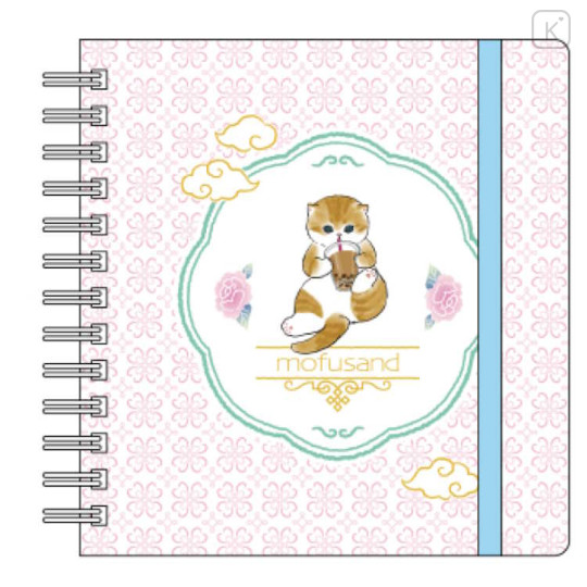 Japan Mofusand Square Ring Notebook - Cat / Bubble Tea - 1