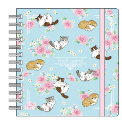 Japan Mofusand Square Ring Notebook - Cat / Pink & Blue