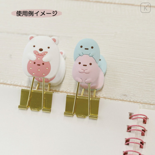 Japan San-X Mascot Clip Set - Sumikko Gurashi / Shirokuma & Furoshiki & Tapioca (Blue) & Tapioca (Pink) - 3