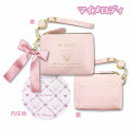 Japan Sanrio Reel Pass Pouch - My Melody / Pink & Gold Ribbon - 2