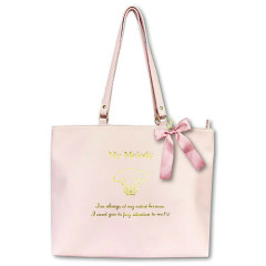 Japan Sanrio Tote Bag - My Melody / Pink & Gold Ribbon