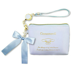 Japan Sanrio Reel Pass Case - Cinnamoroll / Blue & Gold Ribbon