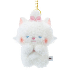 Japan Disney Store Fluffy Plush Keychain - Marie Cat / Hoccho Blessed