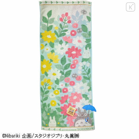 Japan Ghibli Embroidery Face Towel - My Neighbor Totoro / Rainy Flowers - 1