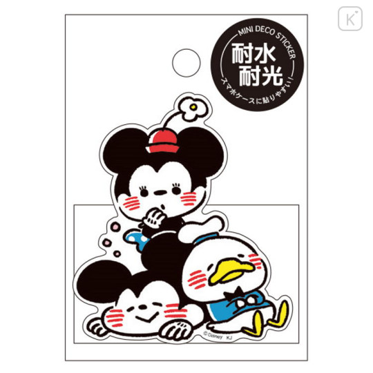 Japan Disney Vinyl Deco Sticker - Mickey & Minnie Mouse & Donald Duck / Kanahei - 1