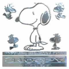 Japan Peanuts Emblem Deco Sticker - Snoopy & Woodstock : Sliver